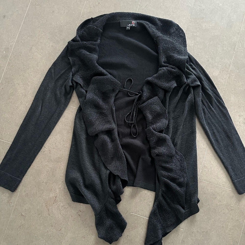 Black Ruffled Cardigan size Small